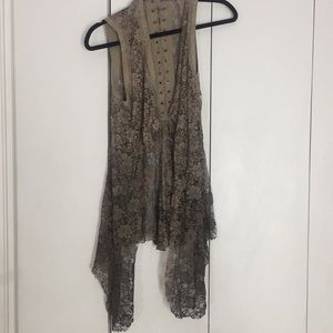 Voice of California Taupe Lace Cardigan